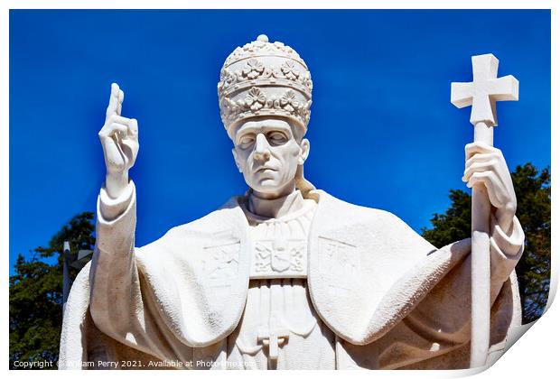 Pope Pius XII Statue Basilica of Lady of Rosary Fatima Portugal Print by William Perry