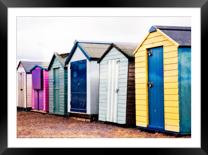 Colourful Beach Huts On 'Back Beach', Teignmouth,  Framed Mounted Print by Peter Greenway