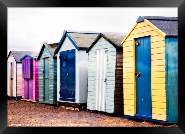 Colourful Beach Huts On 'Back Beach', Teignmouth,  Framed Print by Peter Greenway