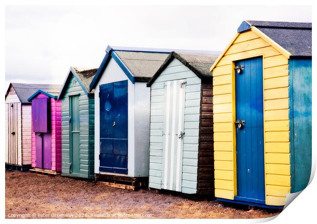 Colourful Beach Huts On 'Back Beach', Teignmouth,  Print by Peter Greenway