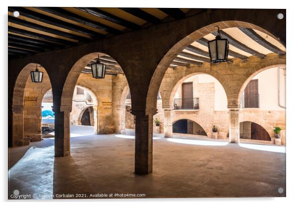 La Fresneda, Spain - July 11, 2021: Shaded atriums and patios be Acrylic by Joaquin Corbalan