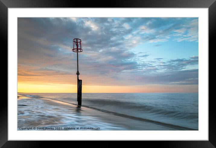 Sunset on the beach at Caister-on-Sea Norfolk Framed Mounted Print by David Powley