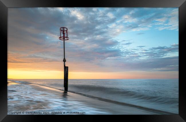 Sunset on the beach at Caister-on-Sea Norfolk Framed Print by David Powley