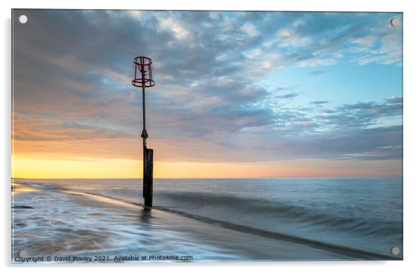 Sunset on the beach at Caister-on-Sea Norfolk Acrylic by David Powley