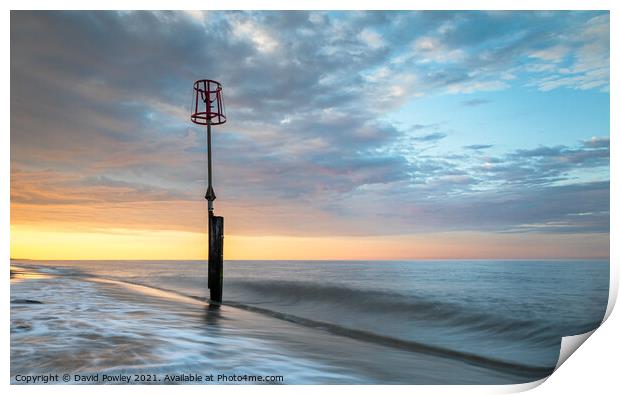 Sunset on the beach at Caister-on-Sea Norfolk Print by David Powley