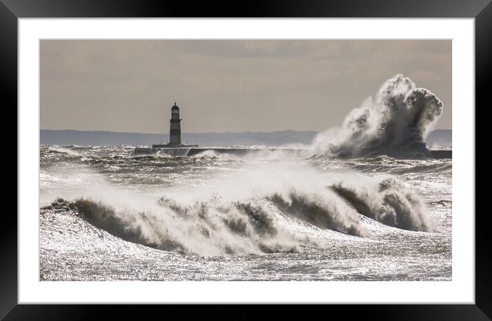 Stormy Waters At Seaham Framed Mounted Print by Gary Clarricoates