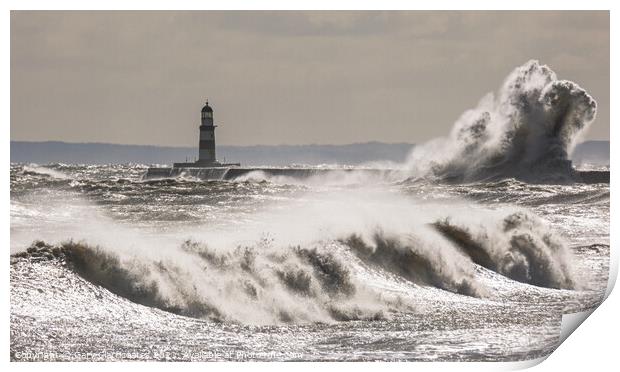 Stormy Waters At Seaham Print by Gary Clarricoates