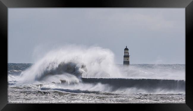 Rough Seas at Seaham Framed Print by Gary Clarricoates