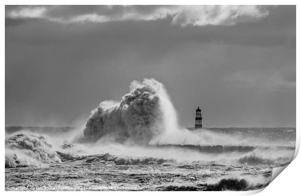 Dramatic Waves at Seaham Print by Gary Clarricoates