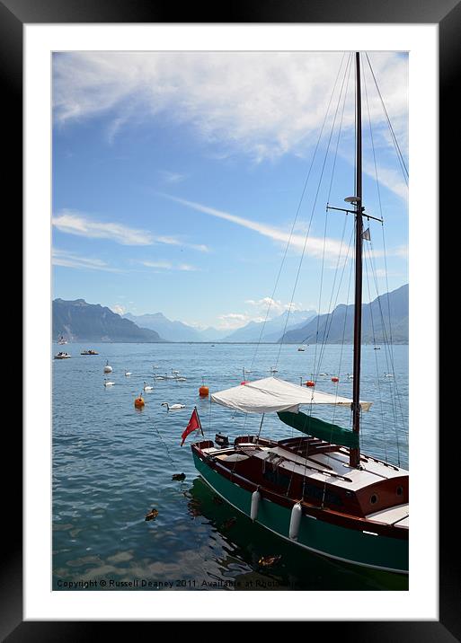 Boating on Lake Geneva Framed Mounted Print by Russell Deaney