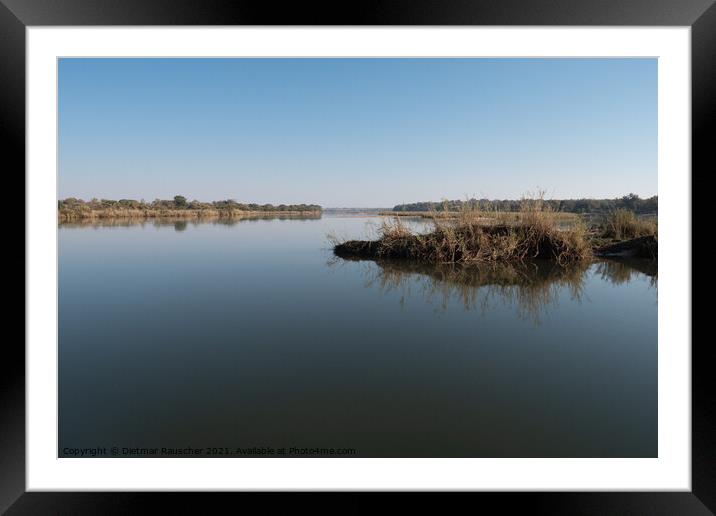 Tranquil Okavango River Landscape, Namibia Framed Mounted Print by Dietmar Rauscher
