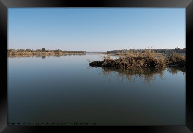 Tranquil Okavango River Landscape, Namibia Framed Print by Dietmar Rauscher