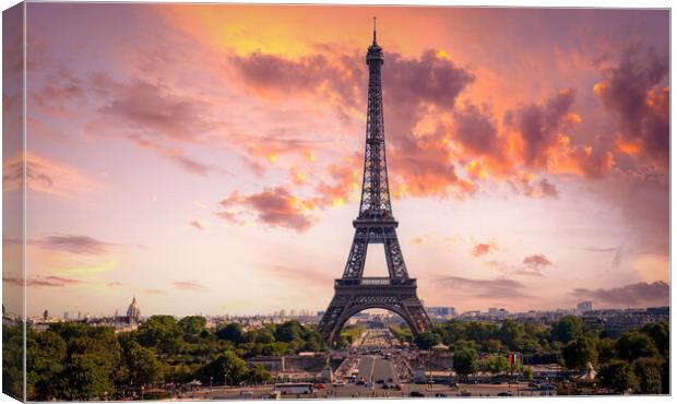Famous Eiffel Tower in Paris - most famous landmark in the city Canvas Print by Erik Lattwein