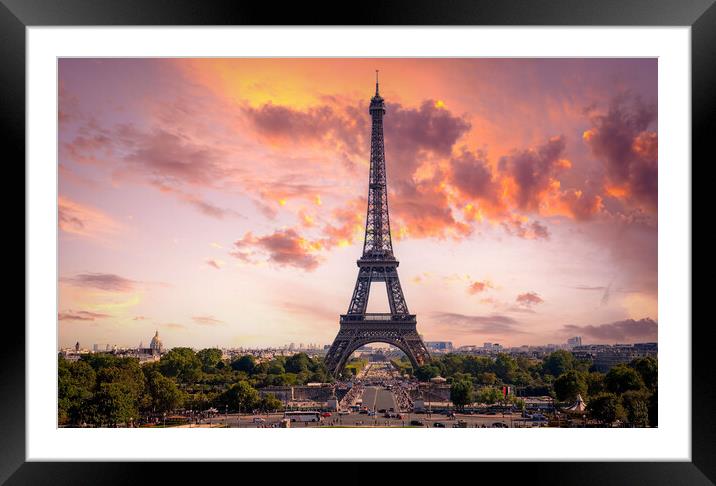 Famous Eiffel Tower in Paris - most famous landmark in the city Framed Mounted Print by Erik Lattwein