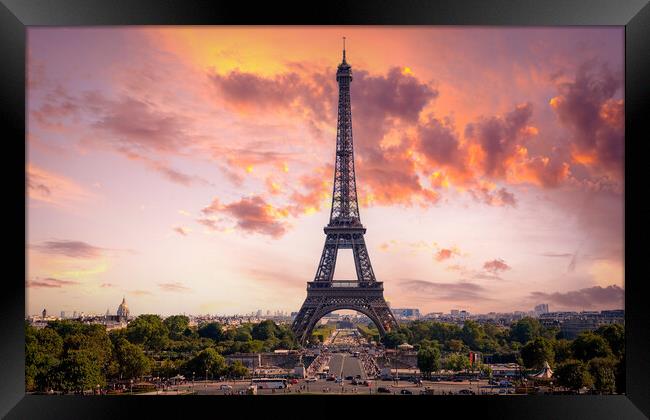 Famous Eiffel Tower in Paris - most famous landmark in the city Framed Print by Erik Lattwein