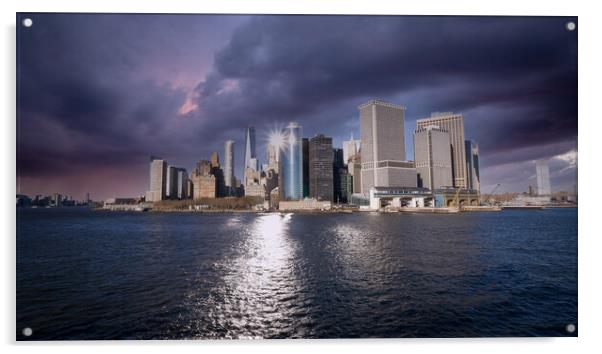 Amazing Manhattan Skyline downtown view from Hudson River Acrylic by Erik Lattwein