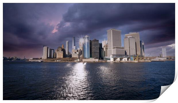 Amazing Manhattan Skyline downtown view from Hudson River Print by Erik Lattwein