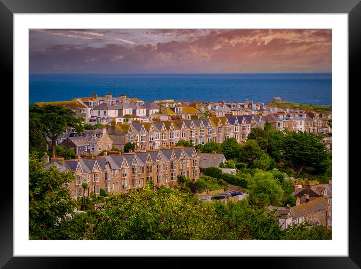 The houses of St Ives in Cornwall England Framed Mounted Print by Erik Lattwein