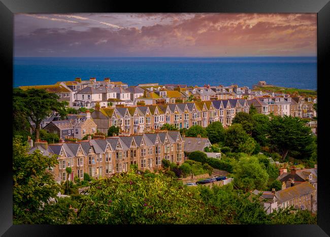 The houses of St Ives in Cornwall England Framed Print by Erik Lattwein