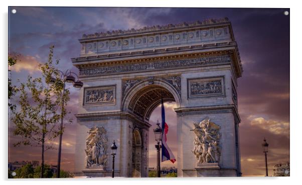 Viewing platform on Arc de Triomphe building in Paris Acrylic by Erik Lattwein