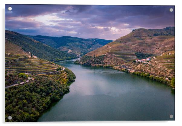 Amazing Portugal from above - River Douro in the Douro valley Acrylic by Erik Lattwein