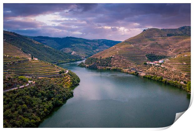 Amazing Portugal from above - River Douro in the Douro valley Print by Erik Lattwein