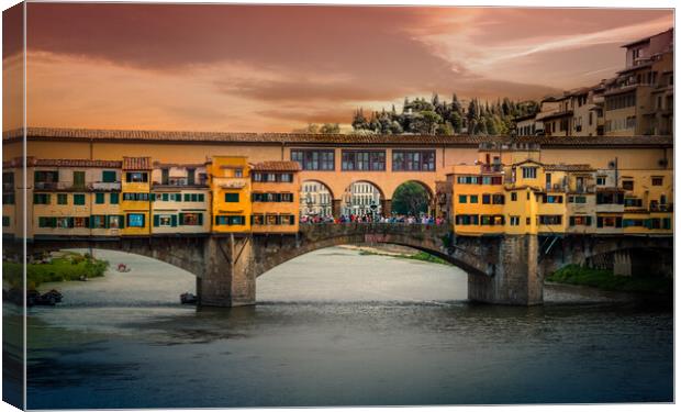 Famous Ponte Vecchio Bridge in Florence Canvas Print by Erik Lattwein