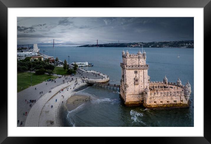 The Tower of Belem in Lisbon Framed Mounted Print by Erik Lattwein