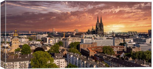 City of Cologne Germany from above with its famous cathedral - C Canvas Print by Erik Lattwein