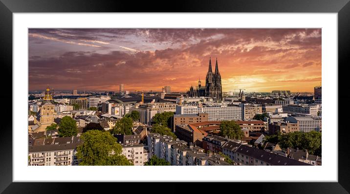 City of Cologne Germany from above with its famous cathedral - C Framed Mounted Print by Erik Lattwein