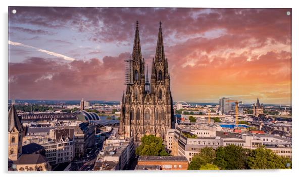 Cologne Cathedral - the iconic church in the city center - aeria Acrylic by Erik Lattwein