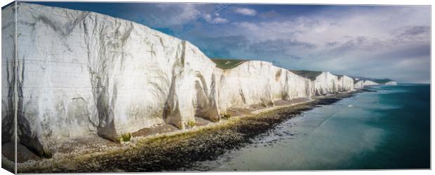 The White Cliffs of Seven Sisters at the English Coast Canvas Print by Erik Lattwein