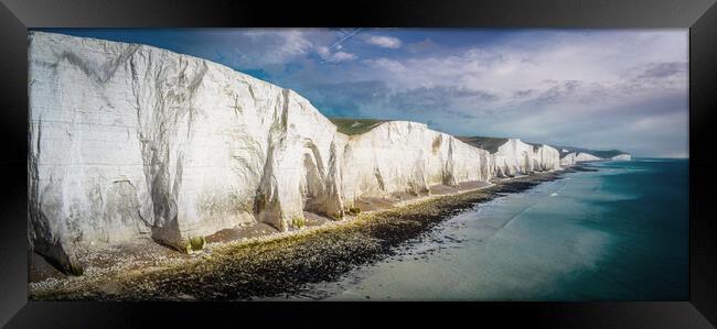 The White Cliffs of Seven Sisters at the English Coast Framed Print by Erik Lattwein