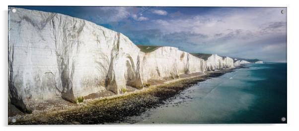 The White Cliffs of Seven Sisters at the English Coast Acrylic by Erik Lattwein