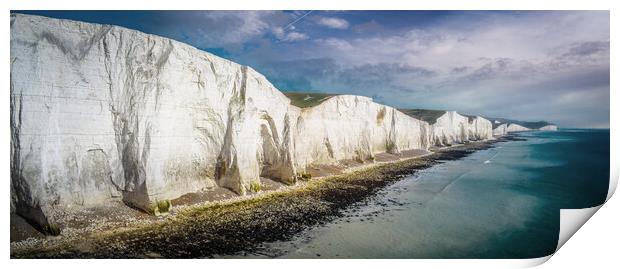 The White Cliffs of Seven Sisters at the English Coast Print by Erik Lattwein