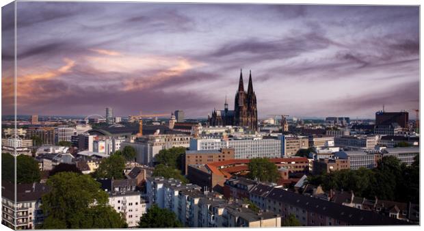 Over the rooftops of Cologne Germany Canvas Print by Erik Lattwein