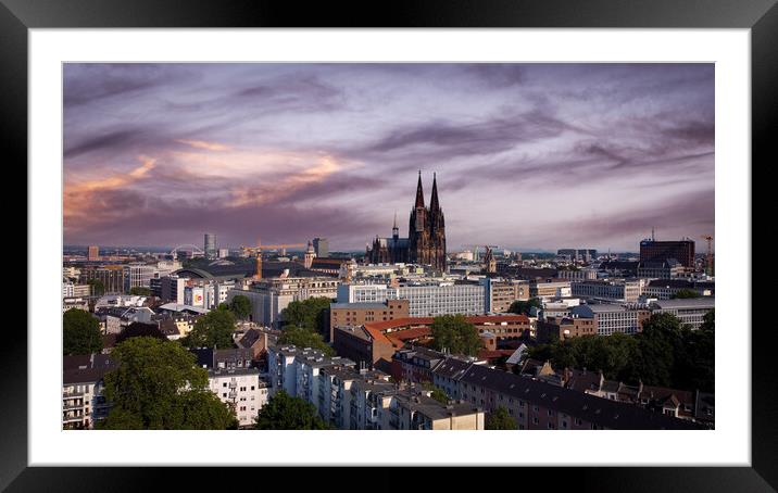Over the rooftops of Cologne Germany Framed Mounted Print by Erik Lattwein
