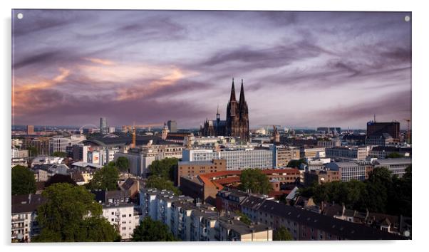 Over the rooftops of Cologne Germany Acrylic by Erik Lattwein