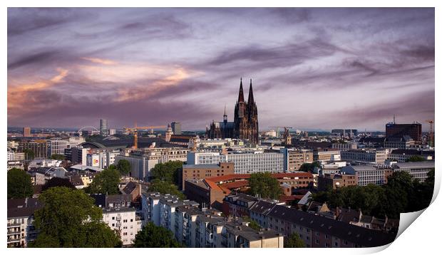 Over the rooftops of Cologne Germany Print by Erik Lattwein