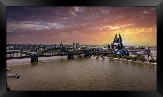 The bridges over River Rhine in Cologne - CITY OF COLOGNE, GERMA Framed Print by Erik Lattwein