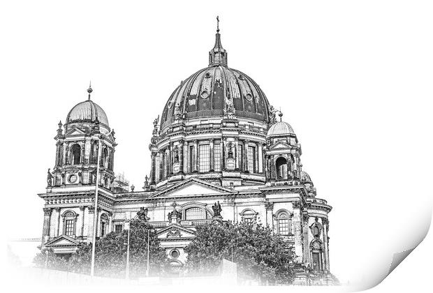 Berlin Cathedral church called Berliner Dom Print by Erik Lattwein