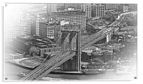Aerial view over Brooklyn Bridge New York Acrylic by Erik Lattwein