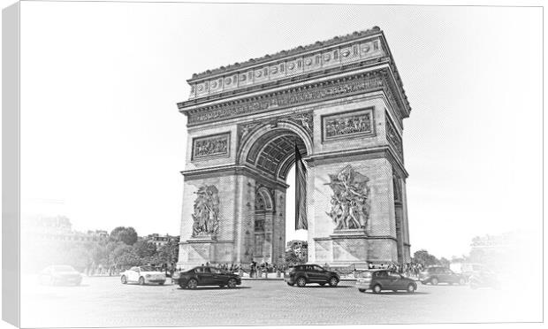 The famous Arc de Triomphe landmark in Paris Canvas Print by Erik Lattwein