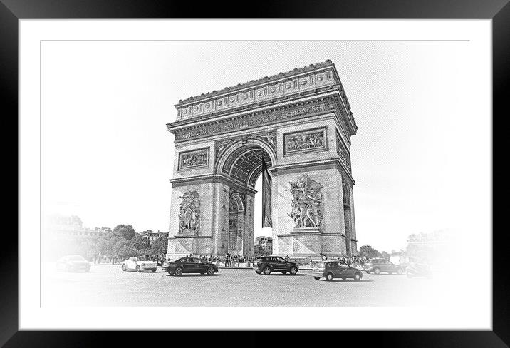 The famous Arc de Triomphe landmark in Paris Framed Mounted Print by Erik Lattwein