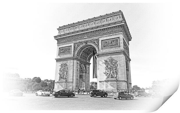 The famous Arc de Triomphe landmark in Paris Print by Erik Lattwein