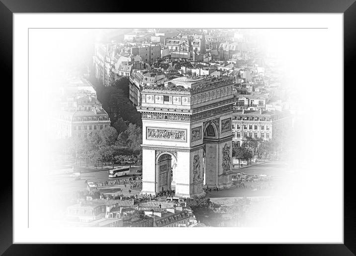 Famous Triumphs Arch called Arc de Triomphe in Paris - aerial vi Framed Mounted Print by Erik Lattwein