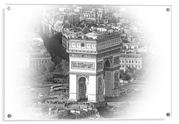 Famous Triumphs Arch called Arc de Triomphe in Paris - aerial vi Acrylic by Erik Lattwein