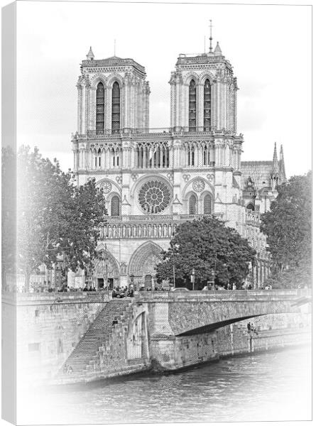 Beautiful Notre Dame Church in Paris Canvas Print by Erik Lattwein