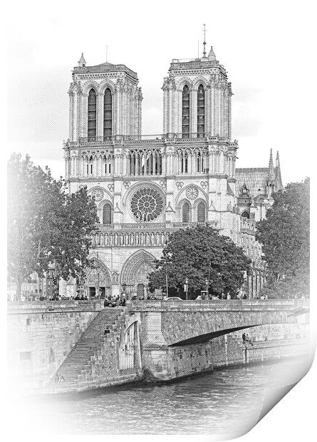 Beautiful Notre Dame Church in Paris Print by Erik Lattwein