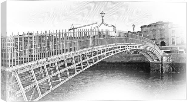 The Ha Penny Bridge or Half Penny Bridge in Dublin Canvas Print by Erik Lattwein